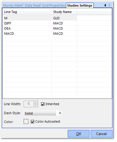 Studies Settings tab